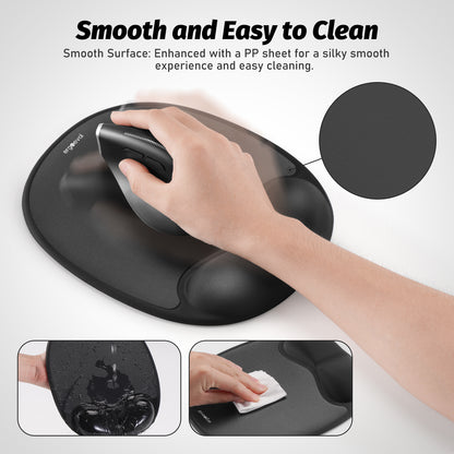 Ergoevol Ergonomic Mouse Pad with Wrist Rest for Ergonomic Vertical Mouse Memory Foam Model(Black)