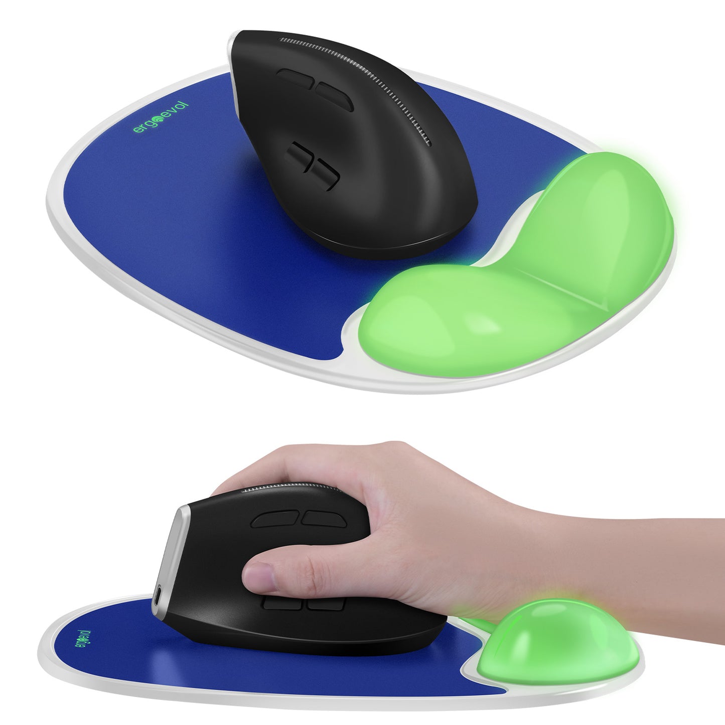 Ergoevol Ergonomic Mouse Pad with Wrist Rest for Ergonomic Vertical Mouse Silicone Model(Blue)