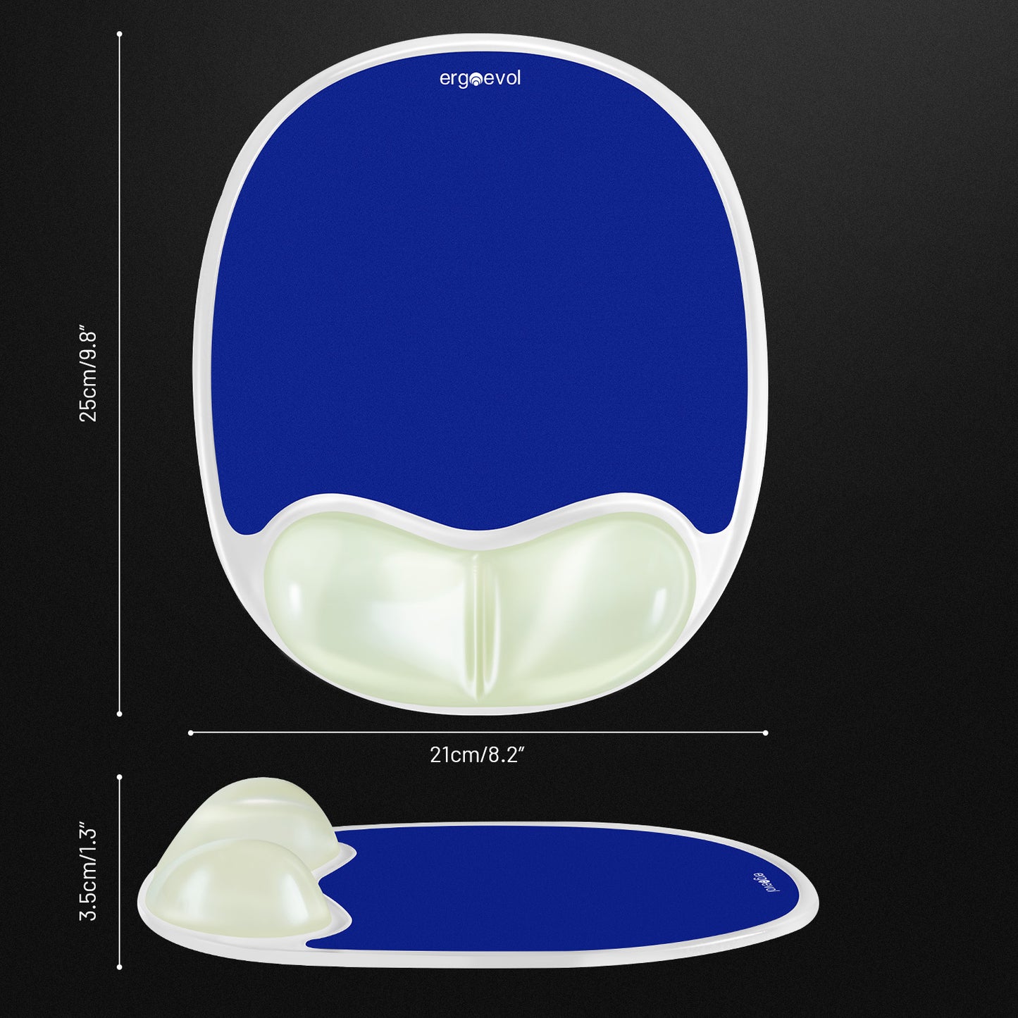 Ergoevol Ergonomic Mouse Pad with Wrist Rest for Ergonomic Vertical Mouse Silicone Model(Blue)