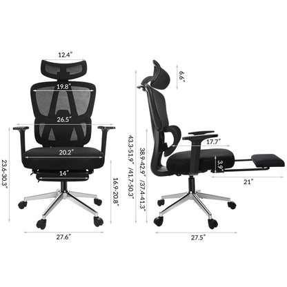INNOEVOL Ergonomic Chair with 3D Armrests & Lumbar Support – Adjustable Headrest & Footrest EC60
