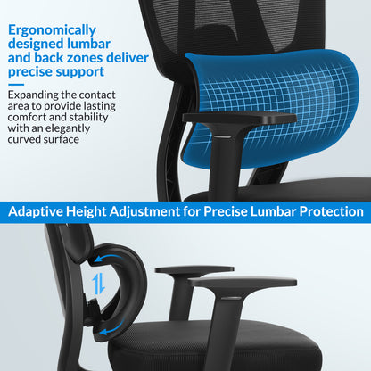 INNOEVOL Ergonomic Chair with 3D Armrests & Lumbar Support – Adjustable Headrest & Footrest EC60